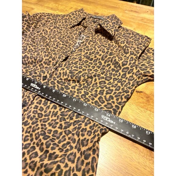 EXPRESS Leopard Cheetah Button Up Long Sleeve Shirt Dress  Size 8 - Picture 9 of 10